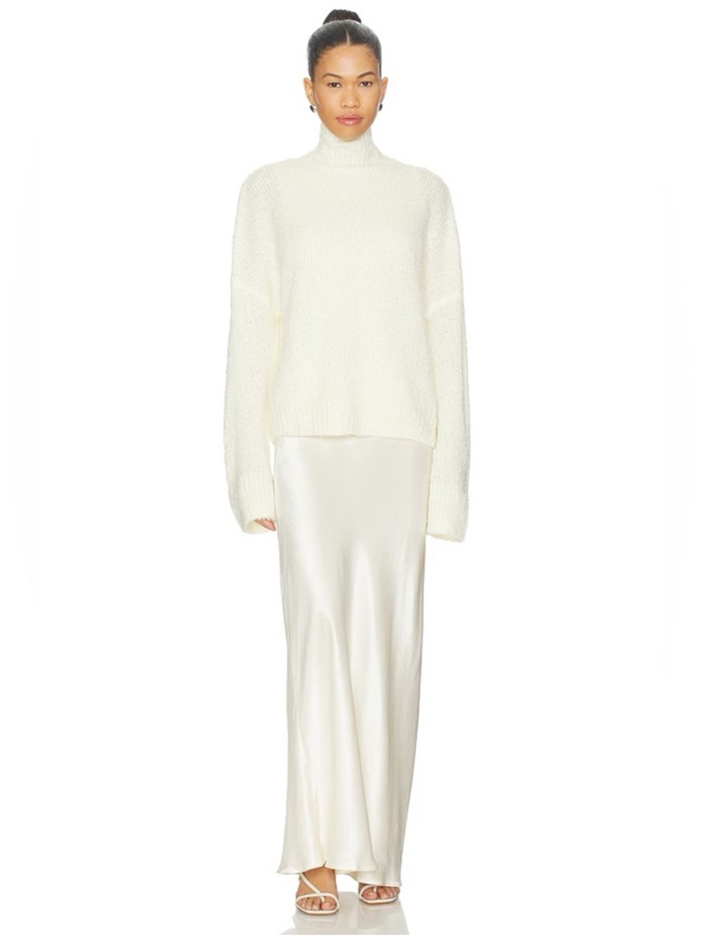 SOVERE Verse Combo Knit Sweater in Cream